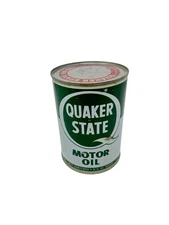 Vintage Quaker State HD Oil 1 Quart Motor Oil Tin Can Advertising Empty