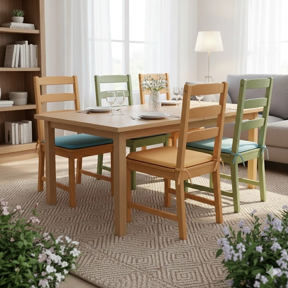 Seat Pads For Chair Cushion Tie on Removable Dining Garden Room Kitchen 3cm Deep - Image 2 of 4