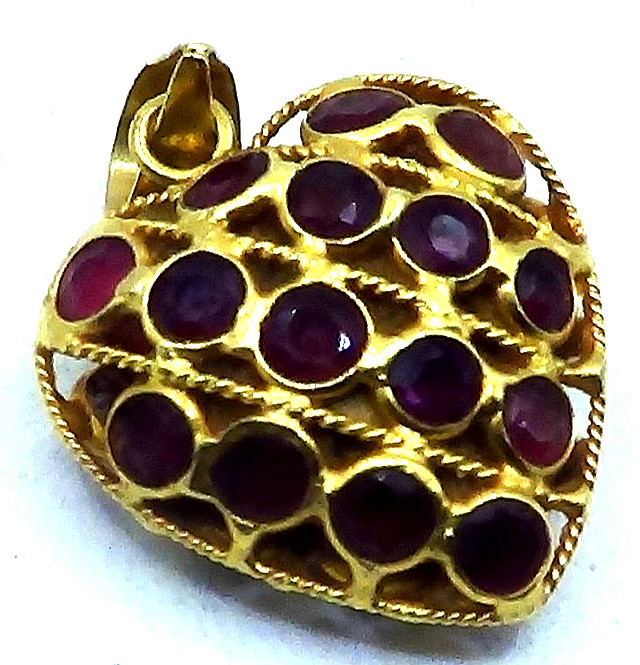 BEAUTIFUL SOLID 18k YELLOW GOLD  RUBY HEART PENDA… - image 2