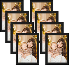 5x7 Magnetic Picture Frames 8 Pack Self-Adhesive Black Photo Frames for Fridge