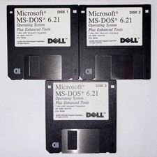 Microsoft MS-DOS 6.21 Installation 3.5" Floppy Disks Diskettes 76742 VERIFIED