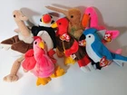 Vintage BIRD Beanie Babies  7  lot USED with attached heart  tags