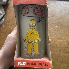 I Simpson 2000 Vintage Hi Ball Vetro Ware Homer D’OH Nuovo con scatola