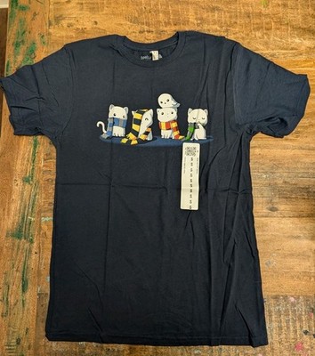 TeeTurtle Harry Potter Cats w/ Scarves Funny Graphic T-Shirt Men s S NWT