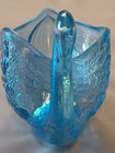 Vintage Fenton Opalescent Light Blue Art Glass Swan Figurine Dish Carnival — photo 3