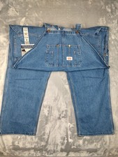 Roundhouse Bib Overalls Mens 58x32 Blue Denim 100 Cotton Heavy Duty Workwear