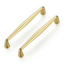 5 Pack 5 Inch Brushed Brass Kitchen Cabinet Handles Solid Zinc Alloy Cabinet ...
