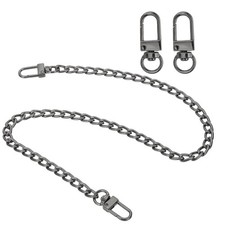 19.7" Flat Purse Chain Strap, Lobster Swivel Trigger Clips Style1, Black