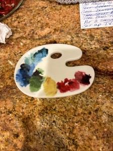Fishs Eddy Artist Palette Painter's Glazed Watercolor Ceramic Coaster NEW