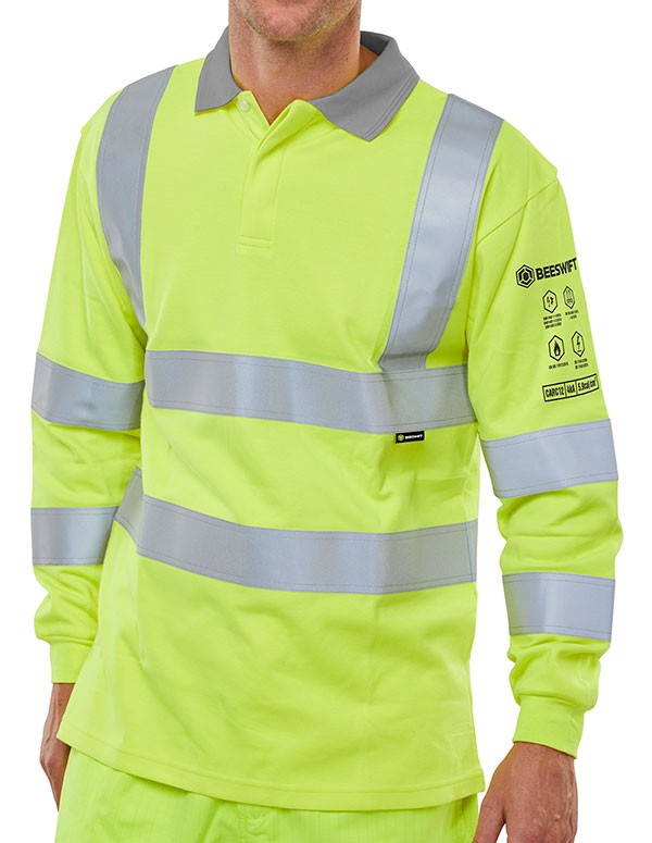 Beeswift Arc Compliant Hi-Vis Anti-Static Polo Shirt Saturn Yellow Size 4XL