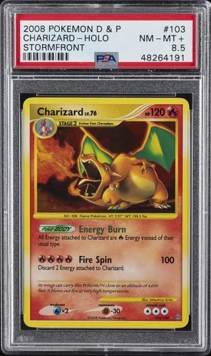 2008 POKEMON DIAMOND & PEARL STORMFRONT #103 CHARIZARD-HOLO PSA 8.5
