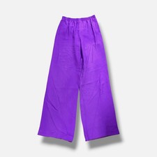 V Valentino Women's Purple Silk High-Rise Elastic Waist Wide-Leg Pants Size 40
