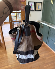 Burberry Ashby Bucket Bag Beige Black Red w/ ...