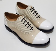 The Office Of Angela Scott Ms. Baker Leather Toe Cap Oxford Beige/white Wmn 39.5