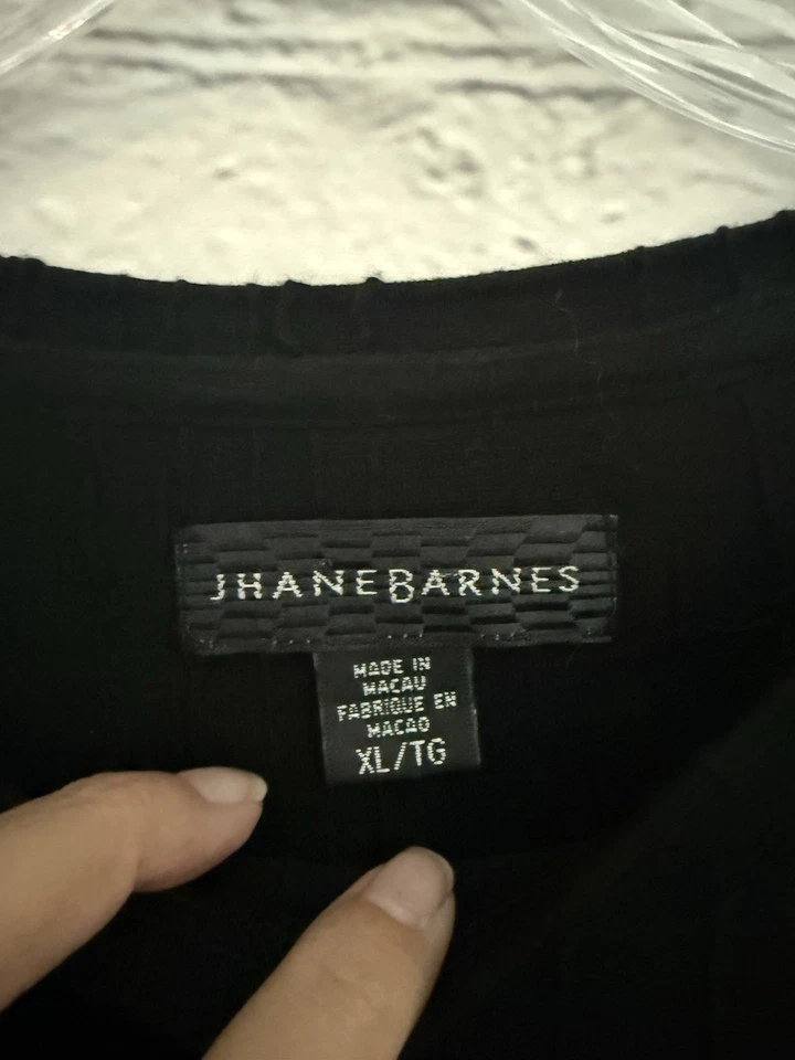 Camiseta Camisa de Vestir Jhane Barnes Estampada Negra Sólida Usada en Excelente Condición Para Hombre Talla XL Foto 3 de 4