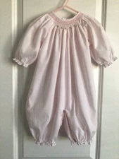 PETIT AMI-(0-3M)-Baby Girl Pink CONVERTIBLE Day Gown To Romper-Smock/Embroidered