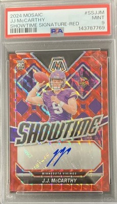 2024 Panini Mosaic - Showtime Signatures J.J. McCarthy #SS-JJM Red Prizm /199...