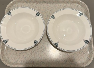 DARD HUNTER BONE CHINA VIENNESE PENDANT BOWLS SOUP PASTA SERVING 8 3/4'' ART DECO