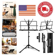 Folding Music Stand with Music Sheet Clip Holder for Easy Storage and Transport