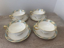 Lenox Bellevue Sea Green Footed Cup and Saucer USA