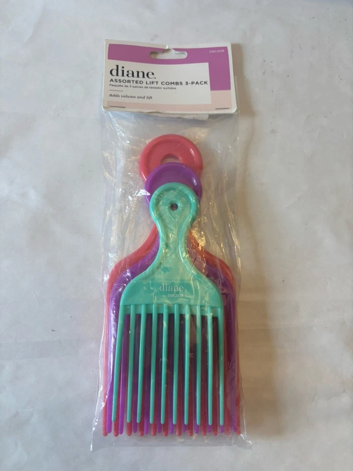 Conair & Diane Lift and Define Peines Pick, Colores Surtidos, Paquete de 3 NUEVO Lote Foto 4 de 4