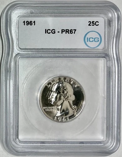 1961 Proof Silver Washington Quarter, ICG PR-67