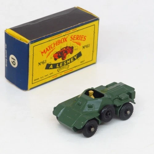 Matchbox - 61 Army Scout Car V1 - Earlier BPW, 3 Line Base, C Box - Lesney