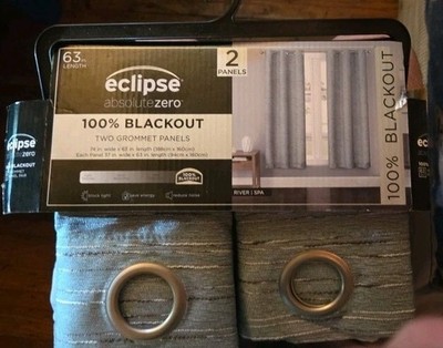 Eclipse Absolute Zero 100% Blackout Curtains River/spa  37 X 63 2 Panel New Item