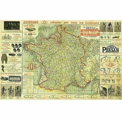 Cycling Poster 1911 Tour de France (TDF) Route Map Poster 30'' x 20''