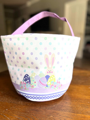 LessMo Purple Easter Canvas Basket, New and Unused