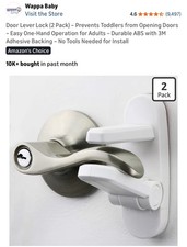 Wappa Baby Door Lever Lock 2-Pack Child Safety Door Handle Locks, White