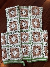 Women s Granny Square Vest Cardigan Handmade Sz Med Neon Grn Trim Retro Chic
