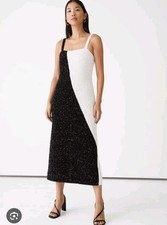 New & Other Stories embellished midi sequin dress 4 squared neck evening gown