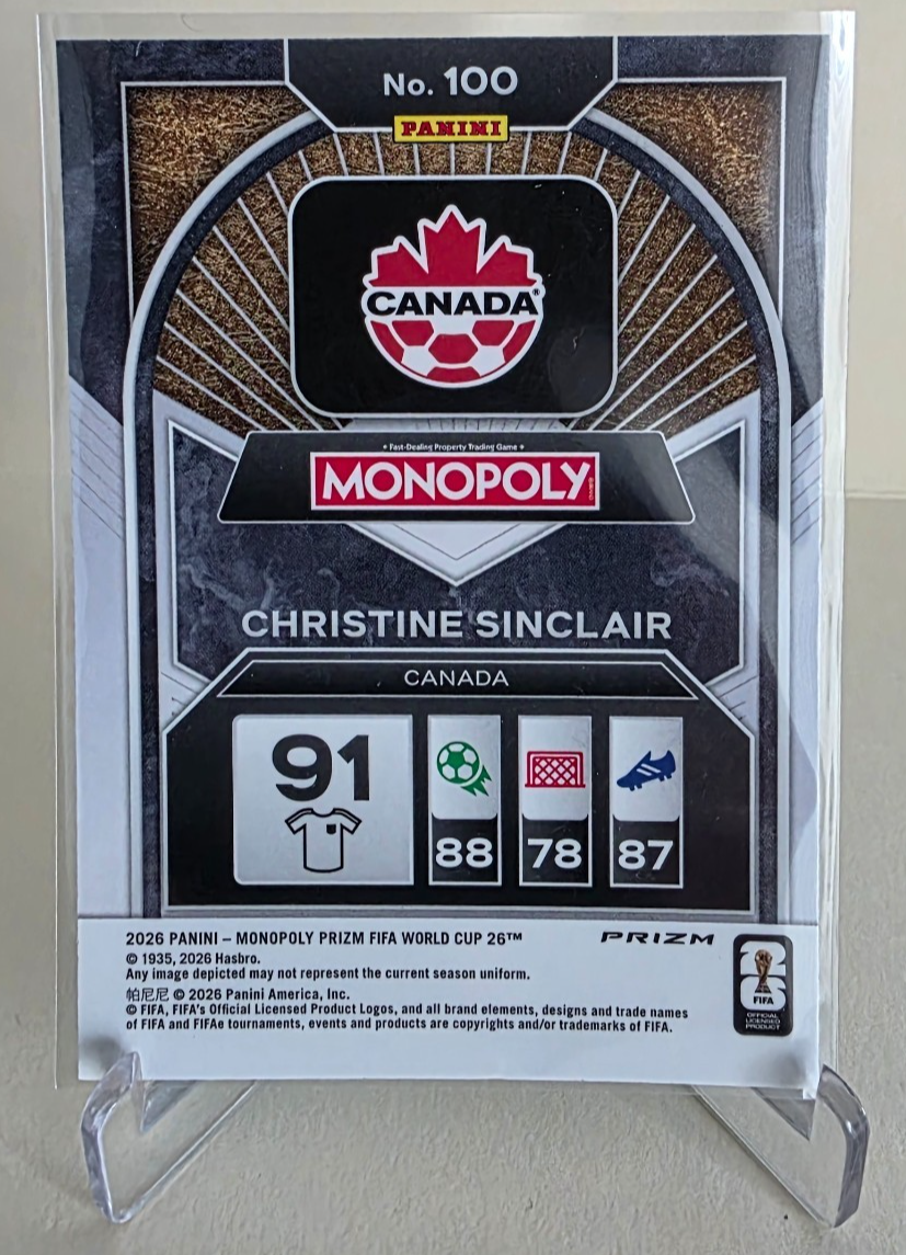 2026 PANINI PRIZM MONOPOLY WORLD CUP CHRISTINE SINCLAIR GREEN WAVE