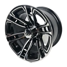 One RHOX Black Golf Cart Wheels, 12x7, ET -25 New Open Box Free Shipping 