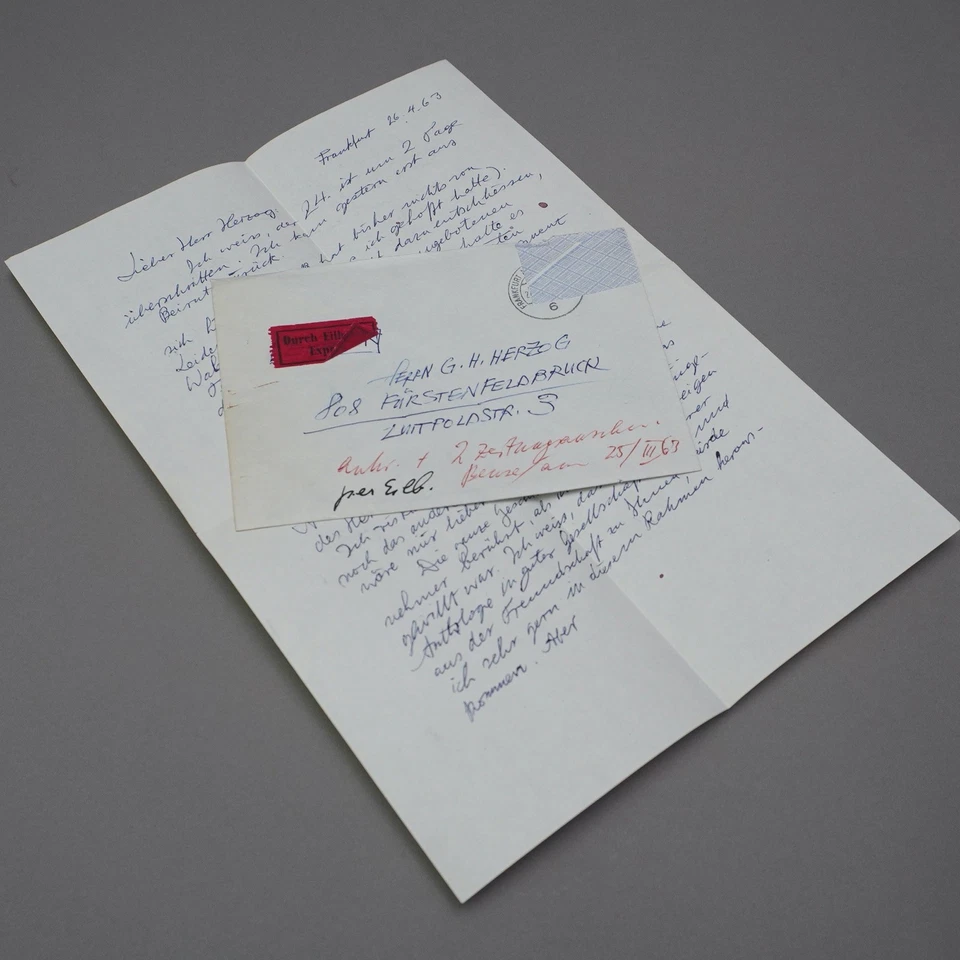 Convolute Letters By Jürgen Ploog 1962 +1963 An G.H.Herzog 1.71ABI - Image 2 of 4