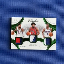 2024-25 Flawless Paul George Joel Embiid Tyrese Maxey Triple Patch Emerald 5/5