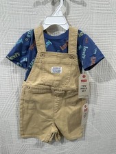 Levi Strauss 2 Piece Baby Boys Short Overall Set NWT 24 M