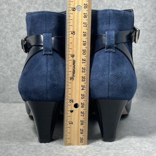 Cole Haan Sylvan Boot Women's 7B Mid Heel Bootie Blue Leather Pointed Signature - Picture 16 of 17