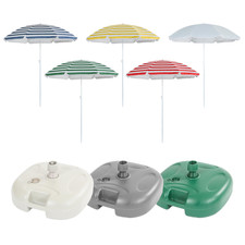 Metal Beach Parasol Umbrella Base Set UPF50+ Garden Sun Shade Umbrella 1.8M x 2M