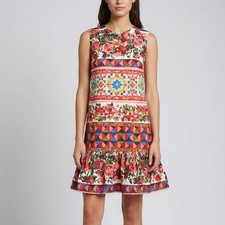 Dolce and Gabbana Multicolor Mambo Print Textured Cotton Mini Dress S