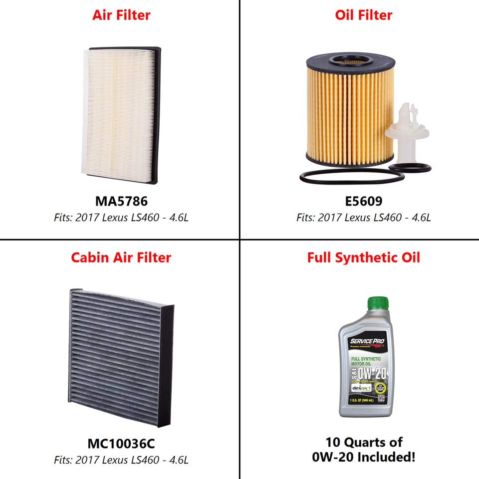 Fits: 2017 Lexus LS460 4.6L Complete Cabin, Air & Oil Filter Kit (0W-20) Foto 2 de 4