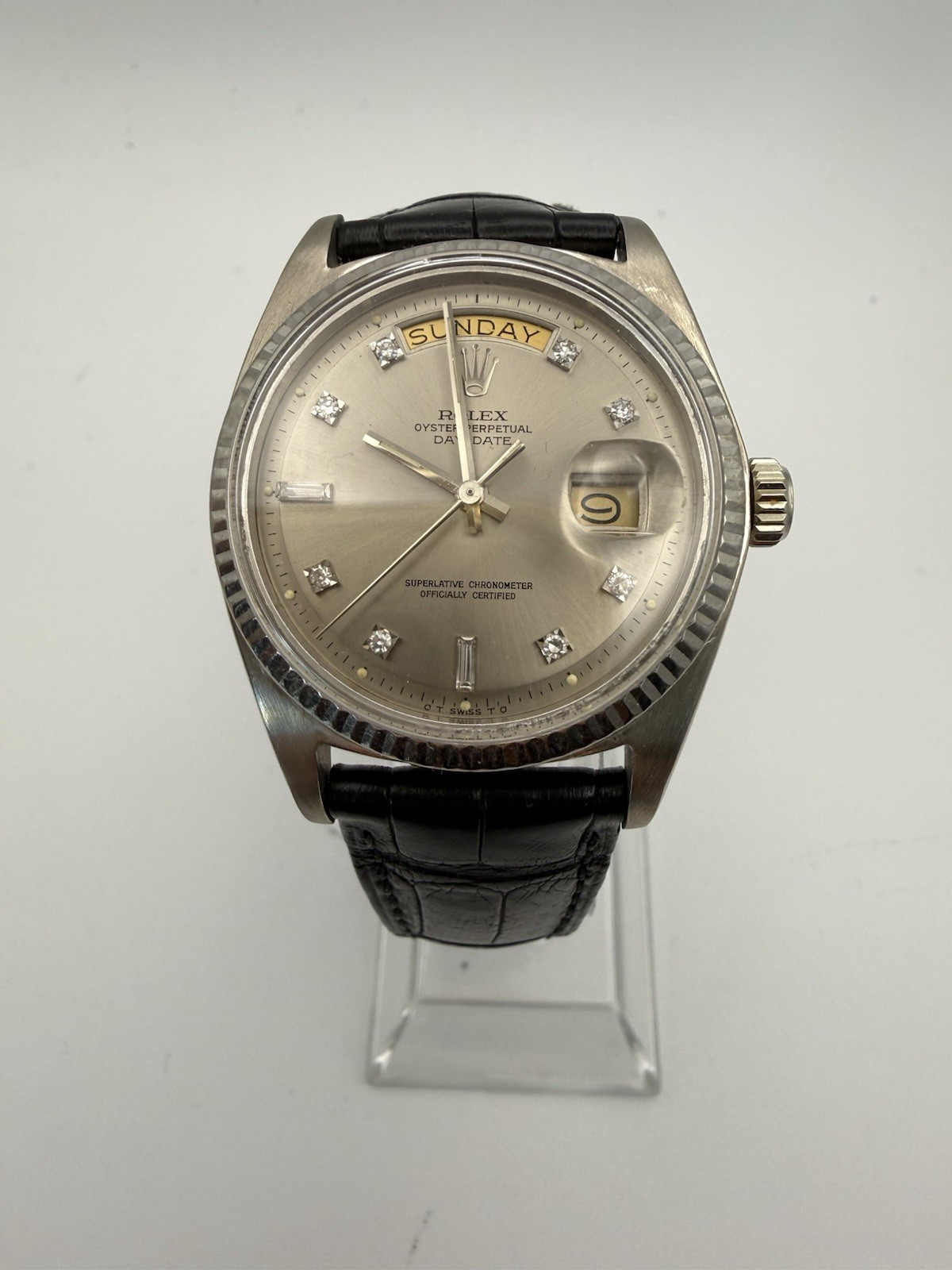Rolex Watch 1803 18ct White Gold Rare Sigma Diamond Dial, 1974 Box No Papers image 2
