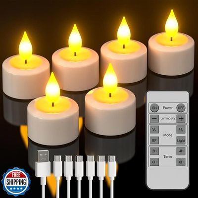 #ad SoulBay Rechargeable Tea Lights with Remote 6pcs LED Electric Fl $34.99