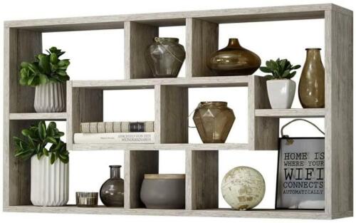 FMD Lasse Sand Oak Bookcase Wall Shelves With 8 Compartments 85 x 16 x 47.5 cm - Picture 1 of 3