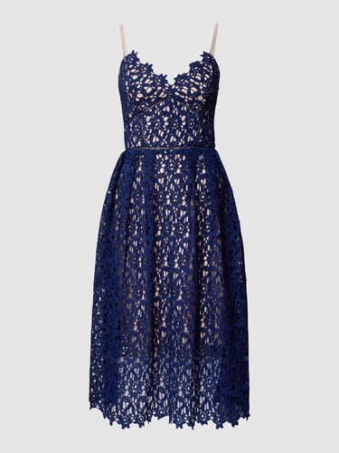 NEW CHI CHI LONDON Navy CAMI Crochet PREMIUM LACE Midi TEA Party DRESS US 8 (10) - Picture 2 of 16