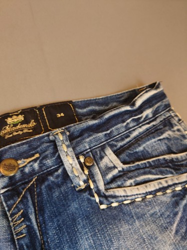Pantalones de mezclilla vintage Y2K Akademiks bordados con tachuelas para hombre 34x30 - Imagen 5 de 13