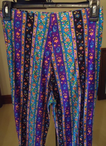 Vtg 60s 70s True Hippy Silky Fringed Top & Gogo Pants 2pc Suit Purple Orange etc - Picture 4 of 12