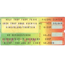 BB KING BOBBY BLAND BIG MAMA THORNTON Concert Ticket Stub 8/27/81 VIENNA VA Rare