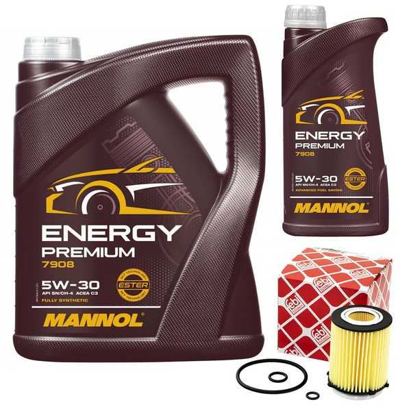 MotoröL Set Mannol Energy Premium 5W-30 6 Liter + ÖLfilter FüR Mercedes B-Klasse-image